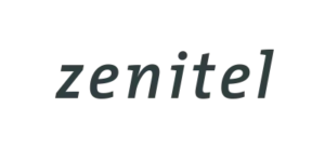 a logo featuring the word "Zenitel" in bold, black letters with a modern, blocky font style. The design is minimalistic, with no additional graphics, emphasizing the brand name, which is known for communication systems and intercom solutions.